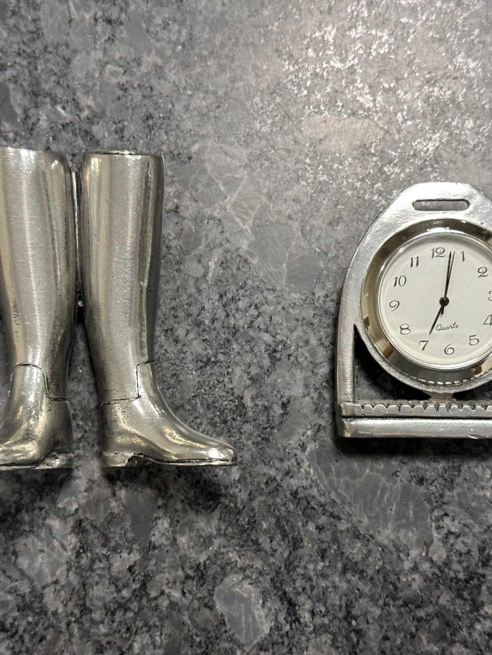 Designs by Loriece Equestrian Stirrup Desk Clock & Riding Boot Pen Pencil Holder